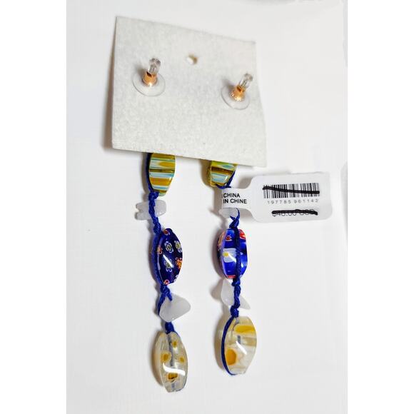 Free People Ariana Ost Voyage Dangle Earrings Artisanal Beaded Crystal Glass - Picture 3 of 4